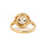 14K Yellow Gold 2.5ct Old European Cut Lab Diamond Edwardian Style Ring with Round Lab Diamond Halo Ring