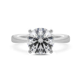 Platinum 3ct Round Lab Diamond 4 Round Prong Basket Solitaire Ring with Tapered Band Design