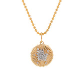 14K Yellow and White Gold Floral Pendant Necklace