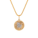 14K Yellow and White Gold Floral Pendant Necklace