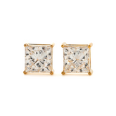 18K Yellow Gold Princes Cut Lab diamond Stud Earrings