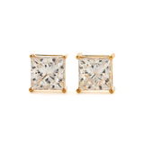 18K Yellow Gold Princes Cut Lab diamond Stud Earrings