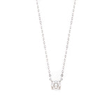 18K White Gold 1ct Round Lab Diamond Double Prong Basket Setting Necklace