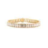 14K Yellow Gold Emerald Cut Lab Diamond Half Bezel Tennis Bracelet