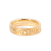 14K Yellow Gold Wedding Ring – Art Nouveau Nature-Inspired Design