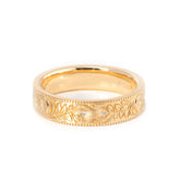14K Yellow Gold Wedding Ring – Art Nouveau Nature-Inspired Design