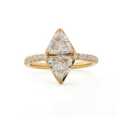 7mm Trillion Cut Lab Diamond Toi et Moi Ring with Half Eternity Pave