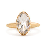 14K Yellow Gold Oval Rose Cut Lab Diamond Millegrain Solitaire Ring
