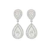 14K White Gold 5 ct tw Lab Diamond Pear Shaped Halo Drop Stud Earrings