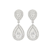 Pear Shaped Lab Diamond Halo Drop Earrings