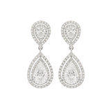 14K White Gold 5 ct tw Lab Diamond Pear Shaped Halo Drop Stud Earrings
