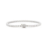 14K White Gold Marquise Cut & Round Cut Lab Diamond Three Prong Buckle Tennis Bracelet