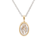 14K Yellow Gold 1.929ct Oval Crushed Ice-Cut Lab Diamond Bezel Pendant (Chain excluded)