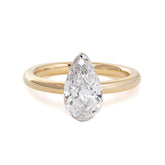 14K Yellow and White Gold 2ct Pear Cut Lab Diamond Half Bezel Solitaire Ring