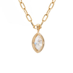 14K Yellow Gold 1.93ct Marquise-Cut Lab Diamond Bezel Pendant (Chain excluded)