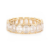 14K Yellow Gold Emerald Cut Lab Diamond Half Bezel Eternity Ring