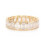 14K Yellow Gold Emerald Cut Lab Diamond Half Bezel Eternity Ring