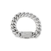 Men's Iced-Out Cuban Link Bracelet with Round Lab Diamonds