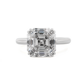 Platinum 5ct Antique Asscher Cut Lab Diamond Double Claw Prong Basket Solitaire Ring