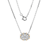 14K Yellow & White Gold 2.5ct Oval Cut Lab Diamond Halo Pendant Necklace