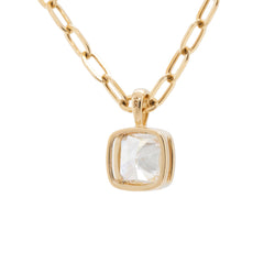 14K Yellow Gold 3.01ct Cushion Crushed Ice-Cut Lab Diamond Bezel Pendant (Chain excluded)