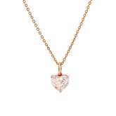14K Rose Gold 1ct Heart Shaped Pink Lab Diamond Pendant with Corss Chain