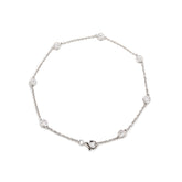 14K White Gold Round Lab Diamond Bezel Station Bracelet