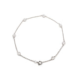 14K White Gold Round Lab Diamond Bezel Station Bracelet