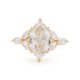 14K Yellow Gold 3ct Marquise Lab Diamond Ring – Art Nouveau Nature-Inspired Design