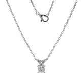 14K White Gold Princess Cut Lab diamond 4 Prong Basket Pendant Necklace