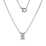 14K White Gold Princess Cut Lab diamond 4 Prong Basket Pendant Necklace