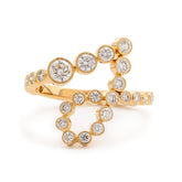 14K Yellow Gold Round Diamond Bezel Ring in J initial-inspired Design