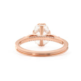 14K Rose Gold 2ct Elongated Cushion Cut Lab Diamond Triple Prong Cathedral Design Ring