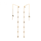 14K Yellow Gold Round Cut Diamond Bezel Drop Earrings