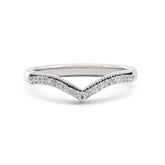 14K White Gold Round Lab Diamond V-shape Millegrain Wedding Ring