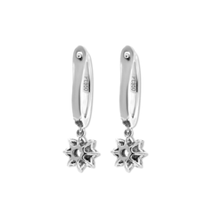 Round Lab Diamond Floral Hoop Earrings