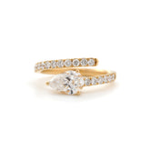 1CT Pear Shape Open Wrap Bypass Half Pavé Ring - MMR