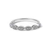 14K White Gold Round Lab Diamond Millegrain Wedding Ring