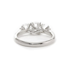18K White Gold 1ct Old European Cut Lab Diamond Three Stone Ring