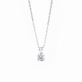 Cherished Moments 14K White Gold 1ct Round Lab Diamond 4 Claw Prongs Basket Necklace (FG Color, VS Clarity)