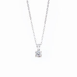 Cherished Moments 14K White Gold 1ct Round Lab Diamond 4 Claw Prongs Basket Necklace (FG Color, VS Clarity)