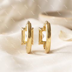 Radiant Cut Hoop Earrings