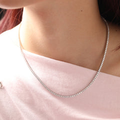 2.2 mm Round Brilliant Lab Diamond 4-prong Basket Tennis Necklace - Fiorese Day - MMR