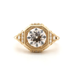2.29CT Old European Cut Lab Diamond Art Deco Octagonal Bezel Ring - MMR