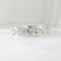 10K White Gold Heart Shaped Lab Diamond Bezel Half Eternity Ring