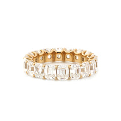 10K Yellow Gold Emerald Cut Moissanite Eternity Ring(US8 Unresizable)