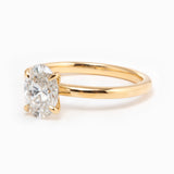 18K Yellow Gold 1.5ct Oval Cut Lab Diamond 4 Claw Prongs Solitaire Ring