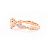 14K Rose Gold 1.5ct Pear Cut Lab Diamond Twist Pave Ring