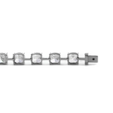 Platinum 24 ct tw Cushion Lab Diamond 4 Claw Prong Bakset Station Bracelet
