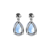 14K White Gold 16 ct tw Pear Shaped Cornflower Blue Lab Sapphire Drop Stud Earrings
